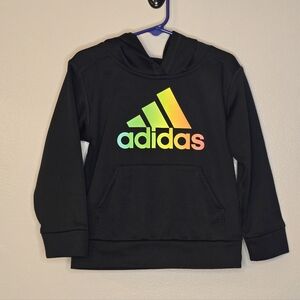 adidas Black Kids Hoodie with Neon Gradient Logo